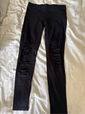 Express black ripped cotton leggings women's Size Medium
